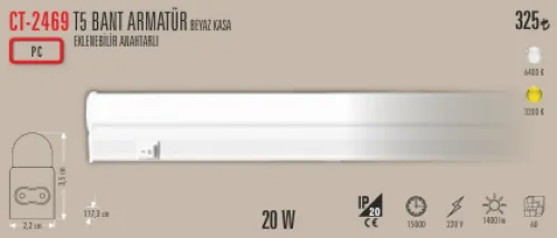 CATA 20W LED BANT ARMATÜR T5